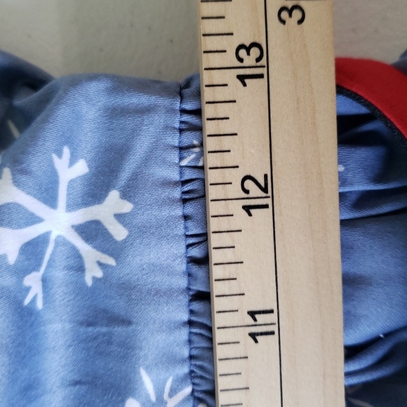 Modcloth Holiday Dress Medium Blue Red White Sleeveless Belt Snowflakes Winter - Picture 13 of 16